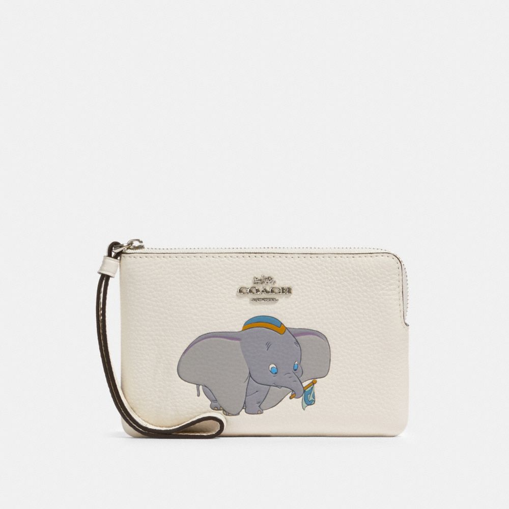 DISNEY X COACH CORNER ZIP WRISTLET WITH DUMBO - 91776 - SV/CHALK