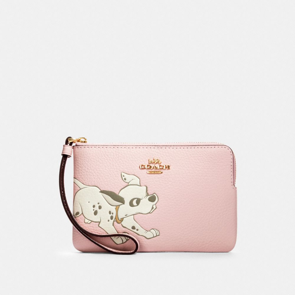 COACH DISNEY X COACH CORNER ZIP WRISTLET WITH DALMATIAN - IM/BLOSSOM - 91777