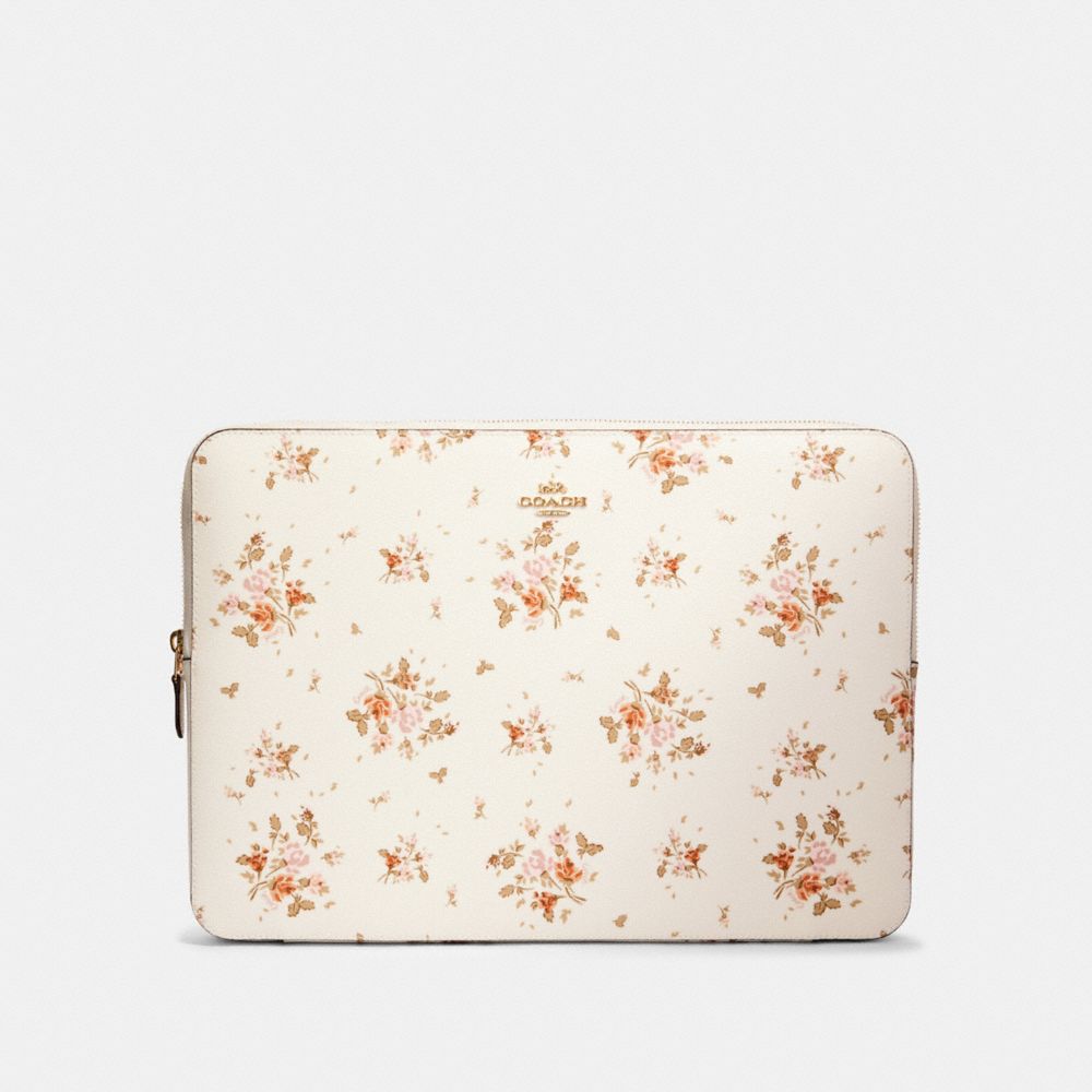 LAPTOP SLEEVE WITH ROSE BOUQUET PRINT - 91783 - IM/CHALK MULTI