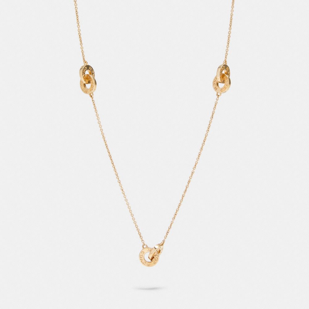 INTERLOCKING OPEN CIRCLE LONG NECKLACE - GOLD - COACH 91803