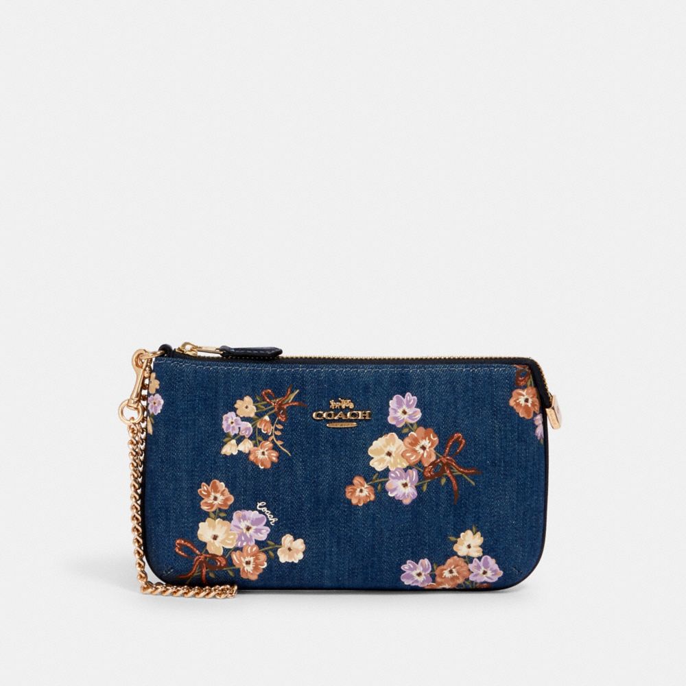 COACH 92050 - LARGE WRISTLET WITH PAINTED FLORAL BOX PRINT IM/DENIM MULTI