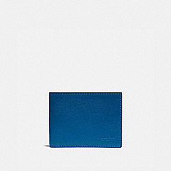 COACH 921 Slim Billfold Wallet With Signature Canvas Interior PACIFIC/CHALK