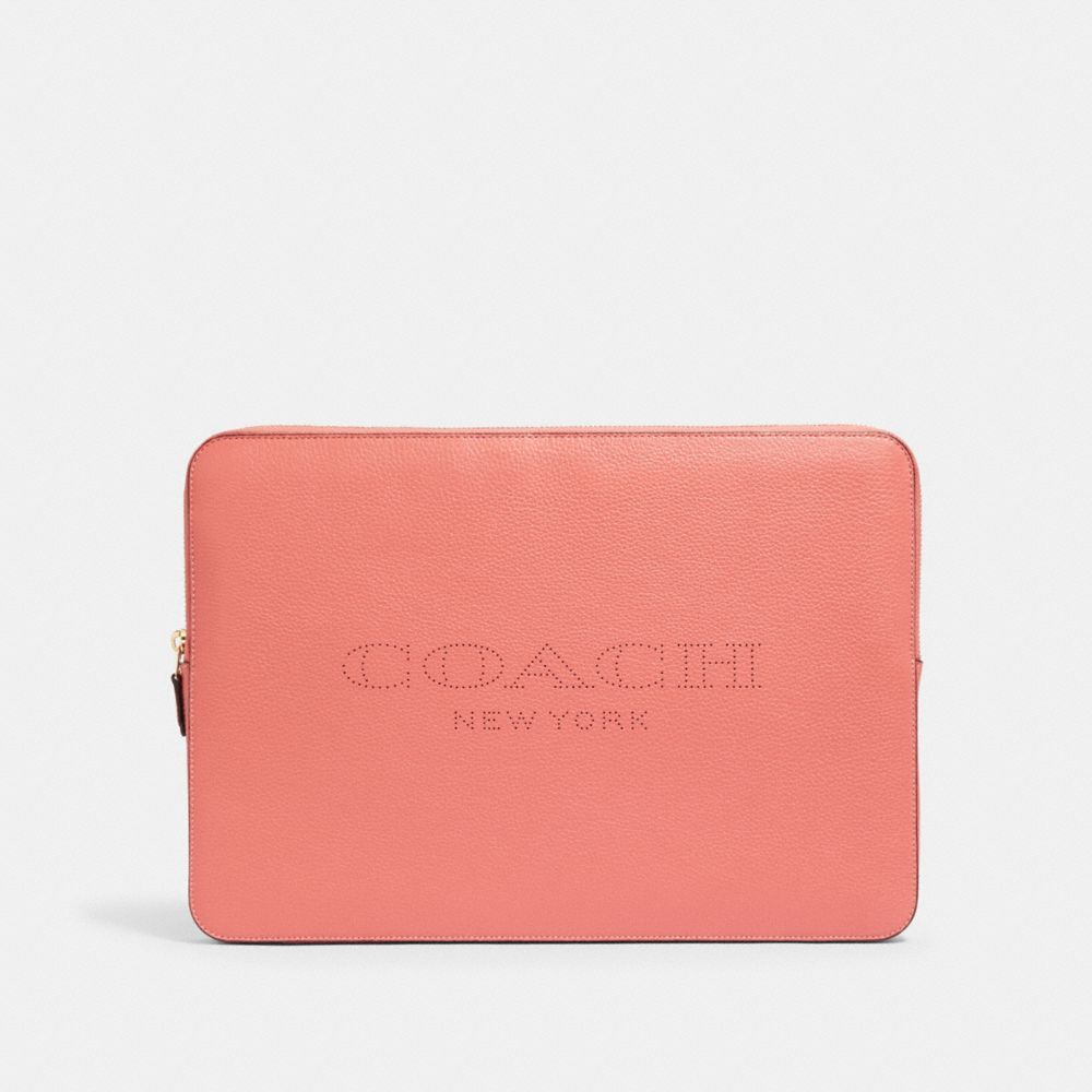LAPTOP SLEEVE WITH COACH PRINT - 93148 - IM/BRIGHT CORAL