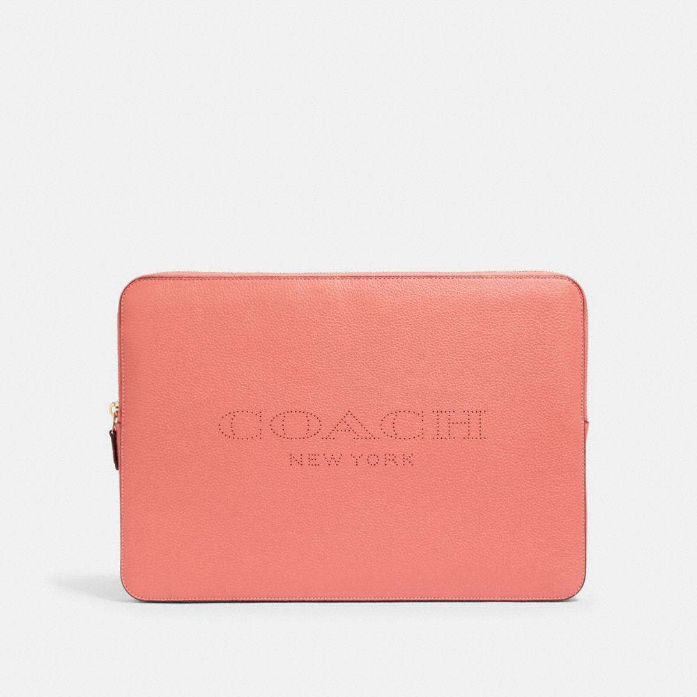 COACH 93148 LAPTOP SLEEVE WITH COACH PRINT IM/BRIGHT CORAL