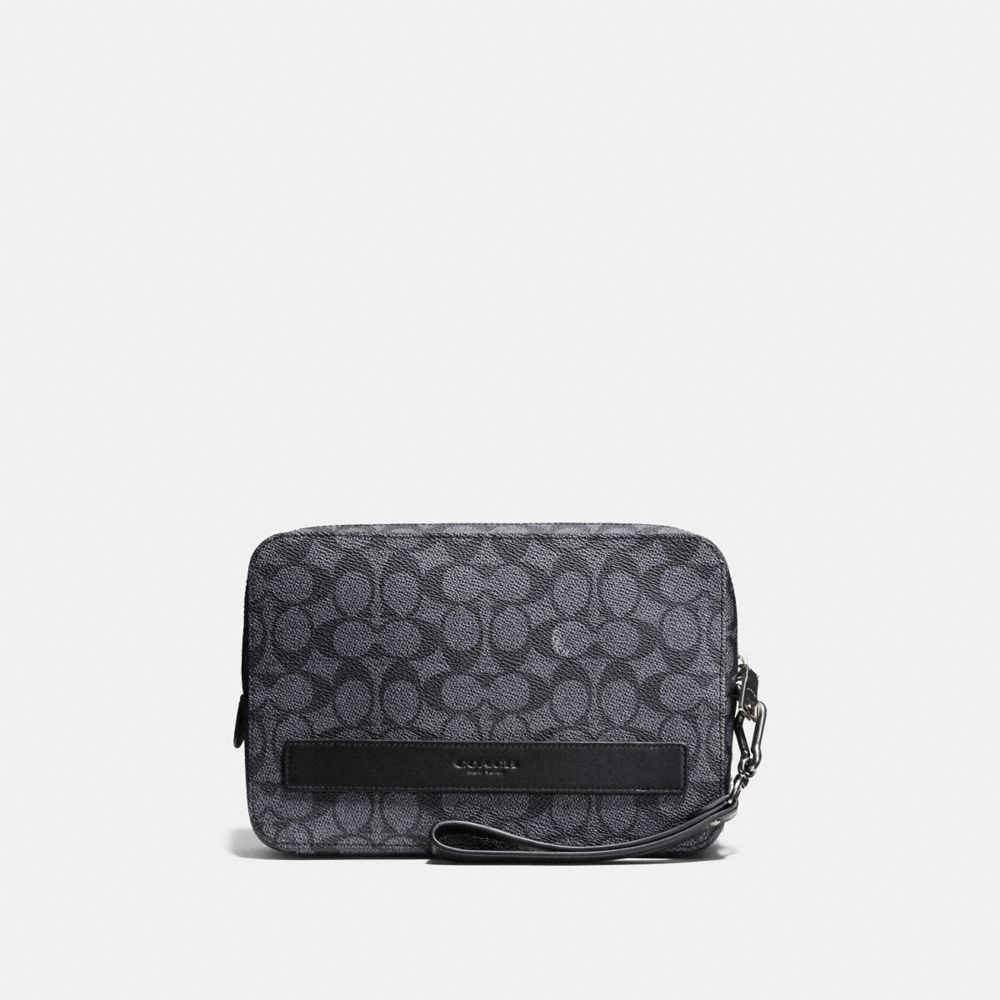 POUCHETTE IN SIGNATURE CANVAS - CHARCOAL - COACH 93546