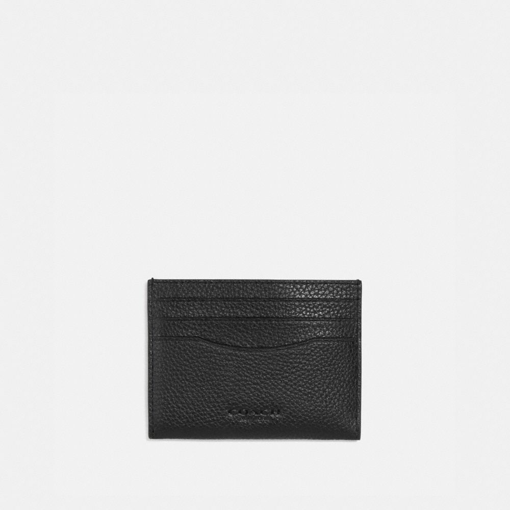 COACH 935 - CARD CASE WITH SIGNATURE CANVAS INTERIOR BLACK/KHAKI