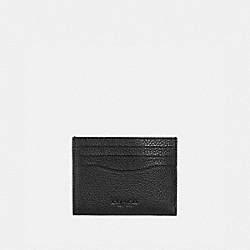 COACH 935 Card Case With Signature Canvas Interior BLACK/KHAKI