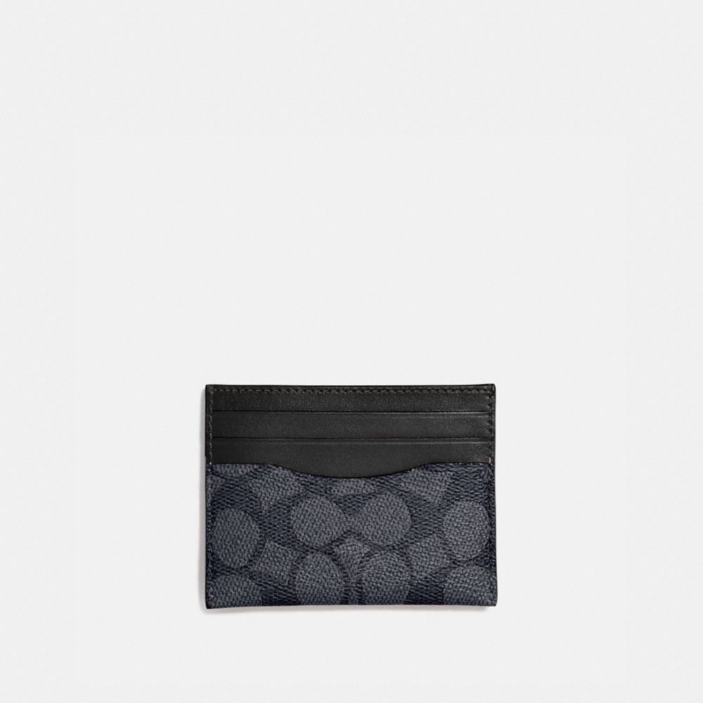 COACH CARD CASE IN SIGNATURE CANVAS - CHARCOAL/BLACK - 936