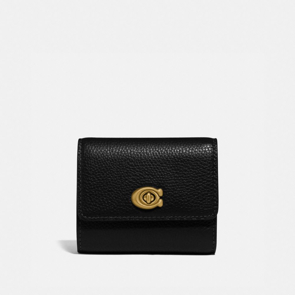 COACH 93978 - Signature Turnlock Small Wallet BRASS/BLACK