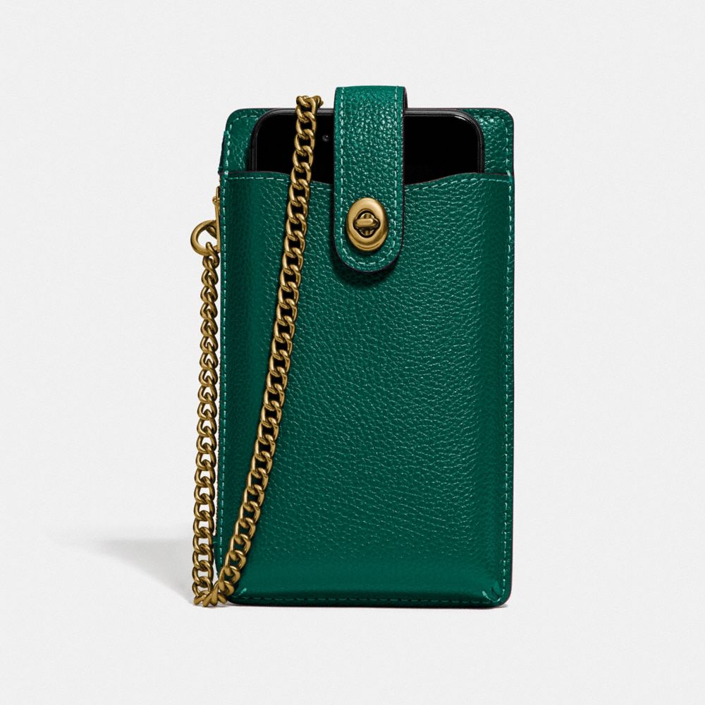 COACH 93979 Turnlock Chain Phone Crossbody GD/BRIGHT JADE