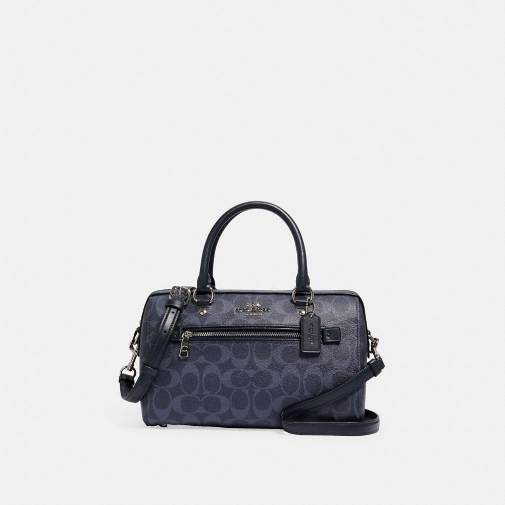 COACH 93987 ROWAN SATCHEL IN SIGNATURE CANVAS SV/DENIM MIDNIGHT