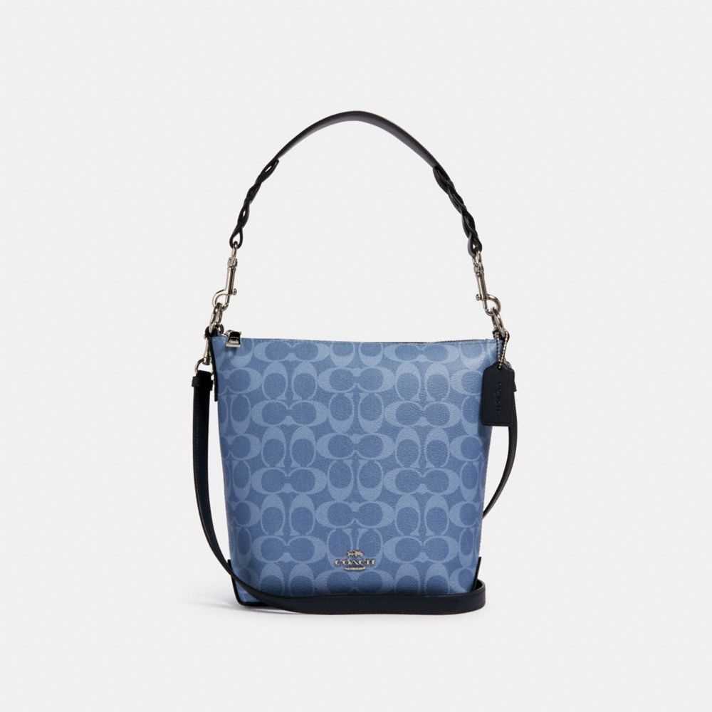 MINI ABBY DUFFLE IN SIGNATURE CANVAS - SV/LIGHT DENIM - COACH 93999