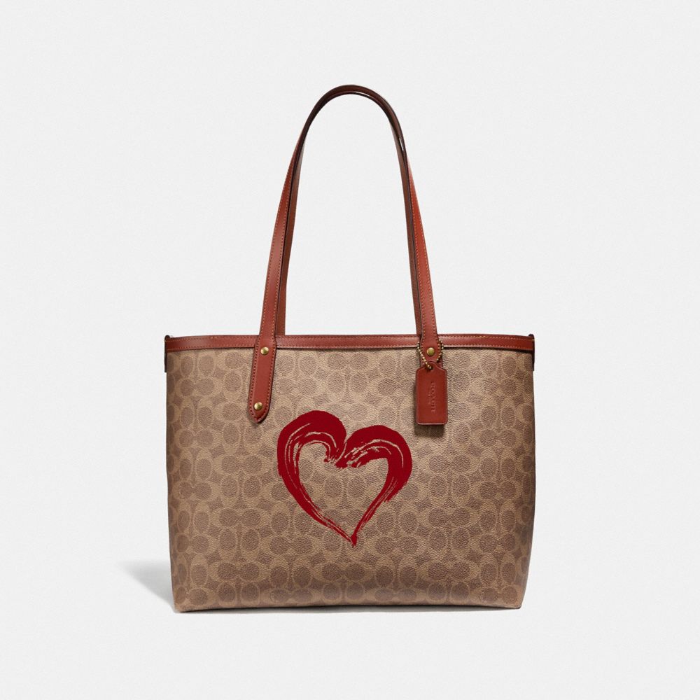 COACH HIGHLINE TOTE IN SIGNATURE CANVAS - B4/TAN BLACK - 955