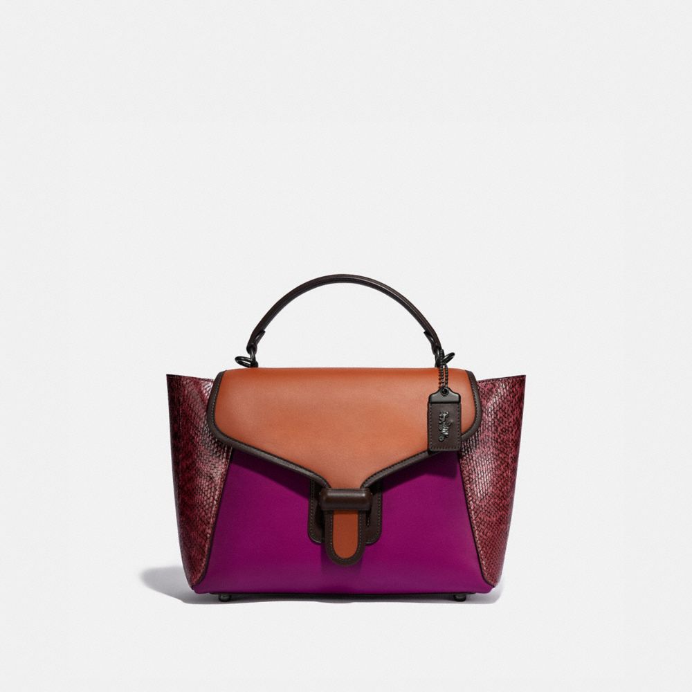 COACH 99313 Courier Carryall With Snakeskin Detail PEWTER/HIBISCUS MULTI