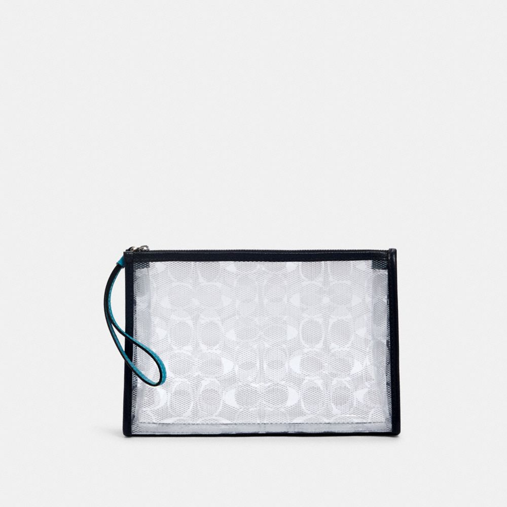 COACH BEACH CLUTCH IN SIGNATURE CLEAR CANVAS - SV/CLEAR/ MIDNIGHT - 99430