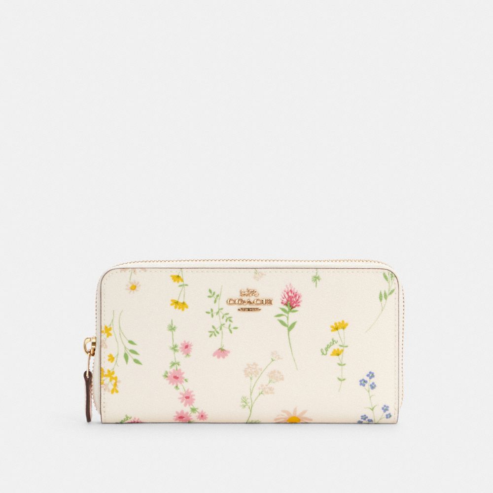 COACH C0033 ACCORDION ZIP WALLET WITH SPACED WILDFLOWER PRINT IM/CHALK-MULTI