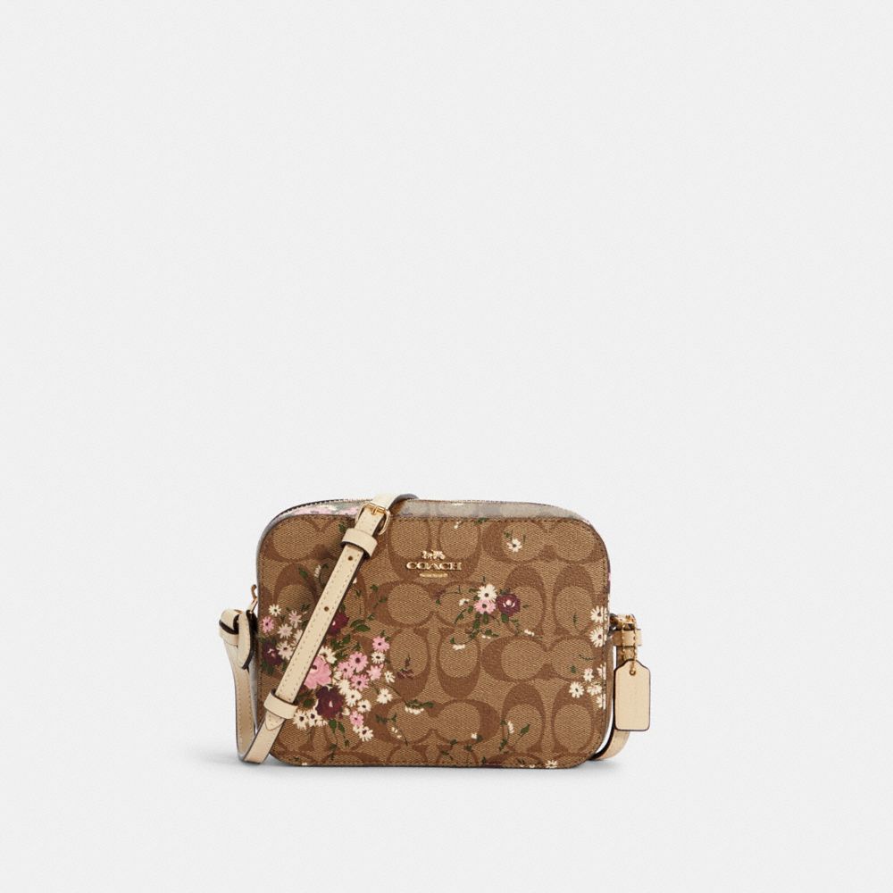 COACH C0037 MINI CAMERA BAG IN SIGNATURE CANVAS WITH EVERGREEN FLORAL PRINT IM/KHAKI MULTI