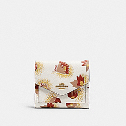 COACH C0043 - Small Wallet With Floral Print BRASS/CHALK