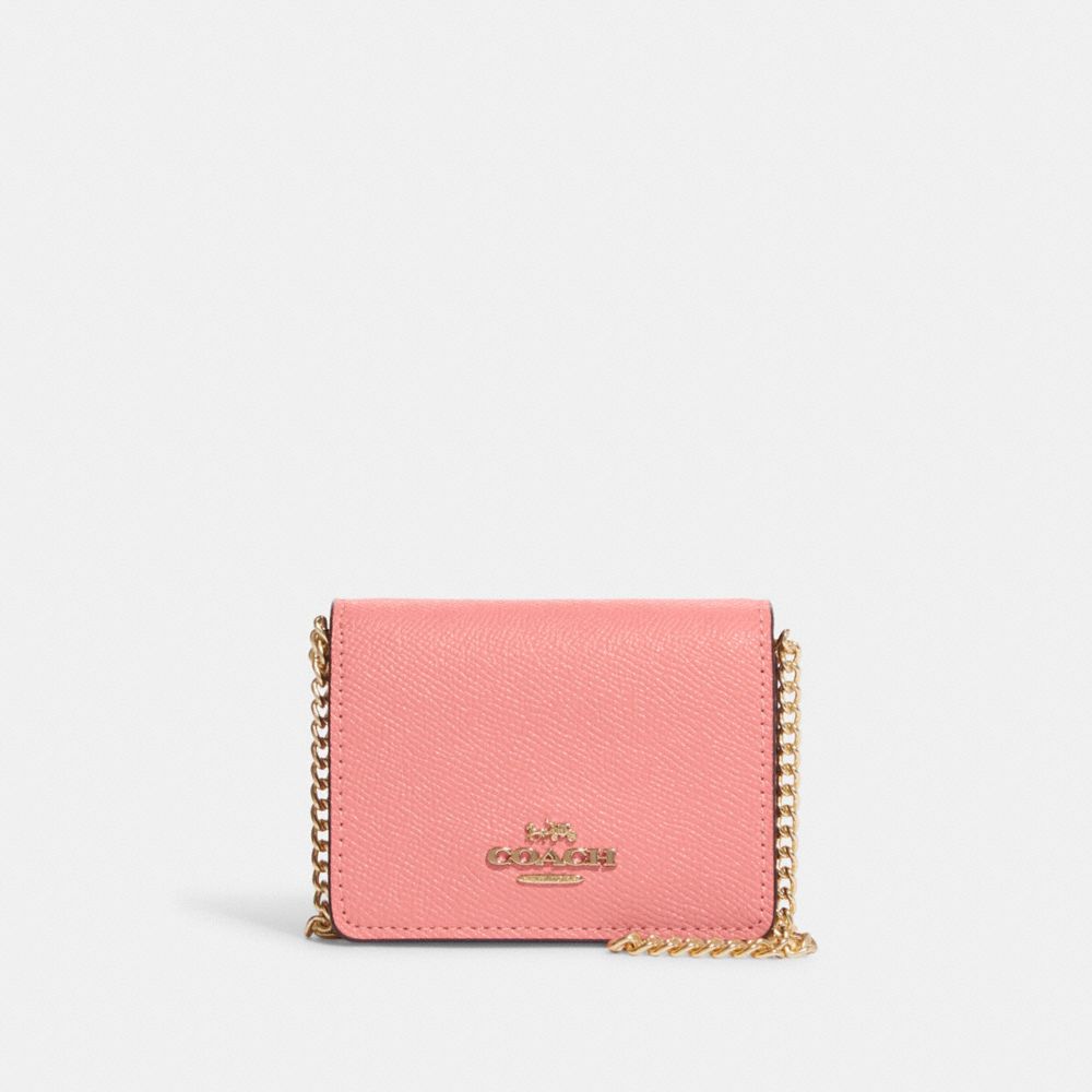 Mini Wallet On A Chain - C0059 - Gold/Candy Pink