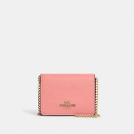 COACH C0059 Mini Wallet On A Chain Gold/Candy-Pink