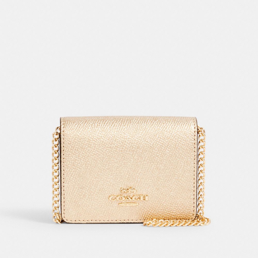 COACH C0059 Mini Wallet On A Chain IM/METALLIC PALE GOLD