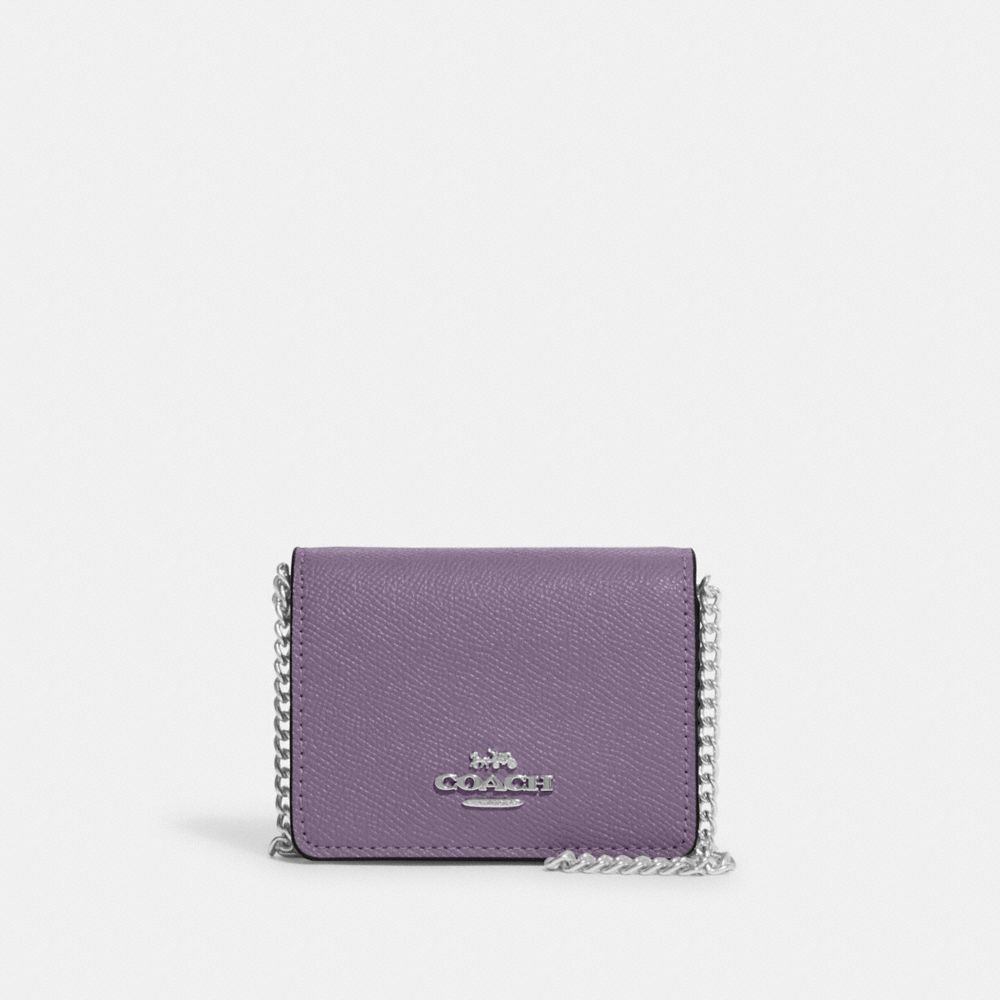 COACH C0059 Mini Wallet On A Chain SILVER/AMETHYST