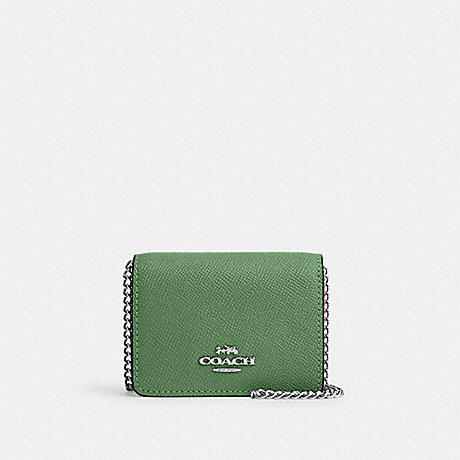 COACH C0059 Mini Wallet On A Chain Silver/Soft-Green