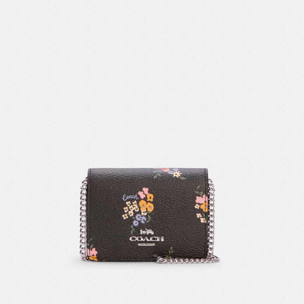 COACH C0060 Mini Wallet With Wildflower Print SV/BLACK MULTI