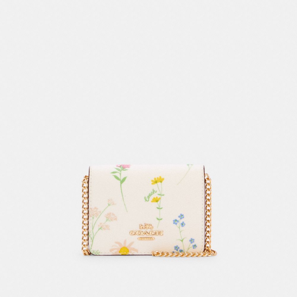COACH C0061 Mini Wallet With Spaced Wildflower Print IM/CHALK MULTI