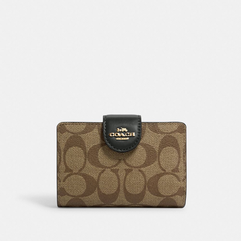 COACH C0082 - MEDIUM CORNER ZIP WALLET IN SIGNATURE CANVAS - IM/KHAKI ...