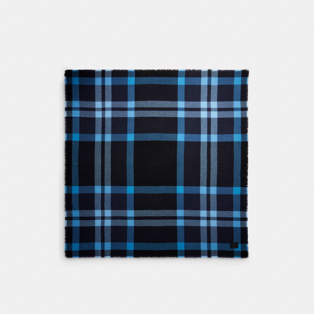 C0194 - Plaid Print Cashmere Blanket Scarf Blue/Multi