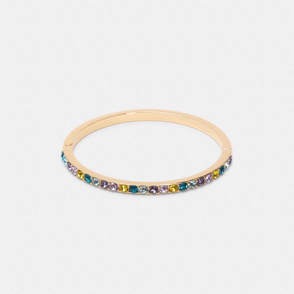 COLORED STONES HINGED BANGLE - GD/MULTI - COACH C0201