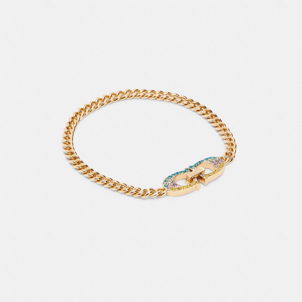 COACH SIGNATURE COLOR EXPLOSION CHAIN BRACELET - GD/MULTI - C0235