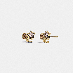 COACH C0288 Boxed Crystal Star Heart Signature Cluster Stud Earrings GOLD