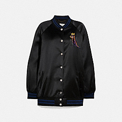 Coach X Jean Michel Basquiat Oversized Varsity Jacket - BLACK - COACH C0355