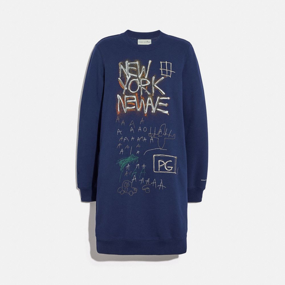 COACH COACH X JEAN-MICHEL BASQUIAT SWEATSHIRT DRESS - NAVY - C0367