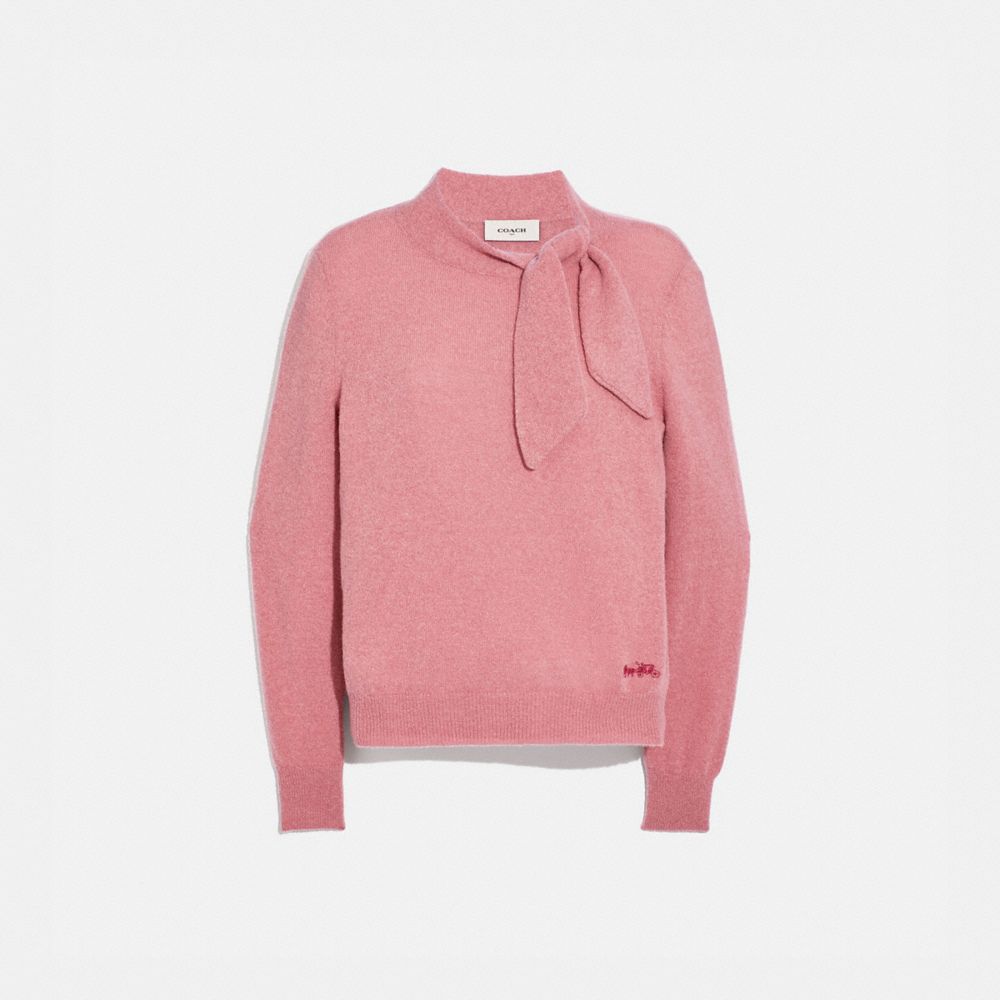 COACH HORSE AND CARRIAGE TIE NECK SWEATER - PINK - C0444