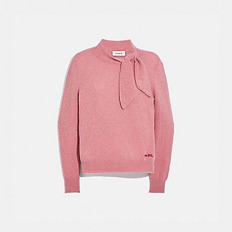 COACH HORSE AND CARRIAGE TIE NECK SWEATER - PINK - C0444