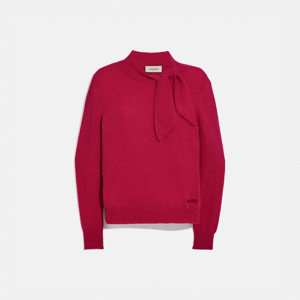 HORSE AND CARRIAGE TIE NECK SWEATER - RED. - COACH C0444