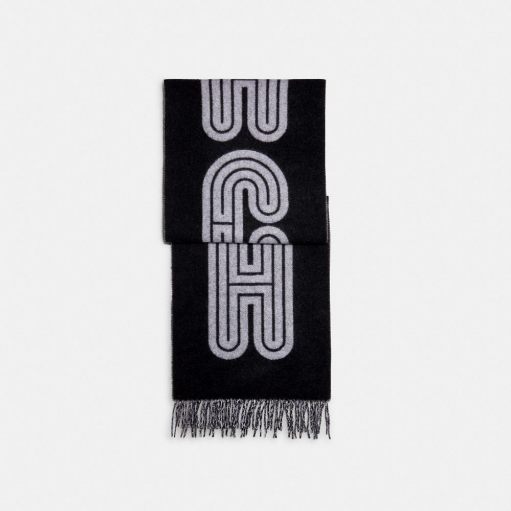 COACH C0526 - SIGNATURE CASHMERE SCARF BLK / WHITE