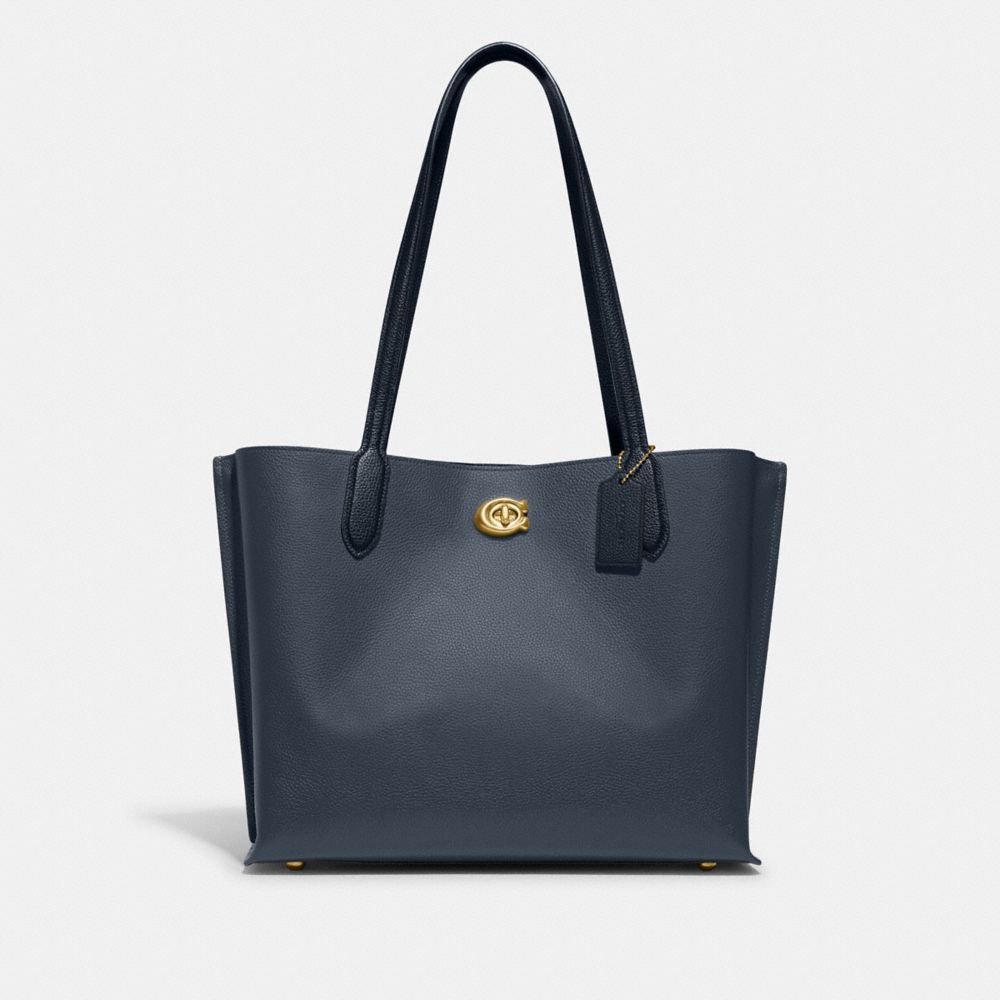 COACH C0691 Willow Tote In Colorblock BRASS/DENIM