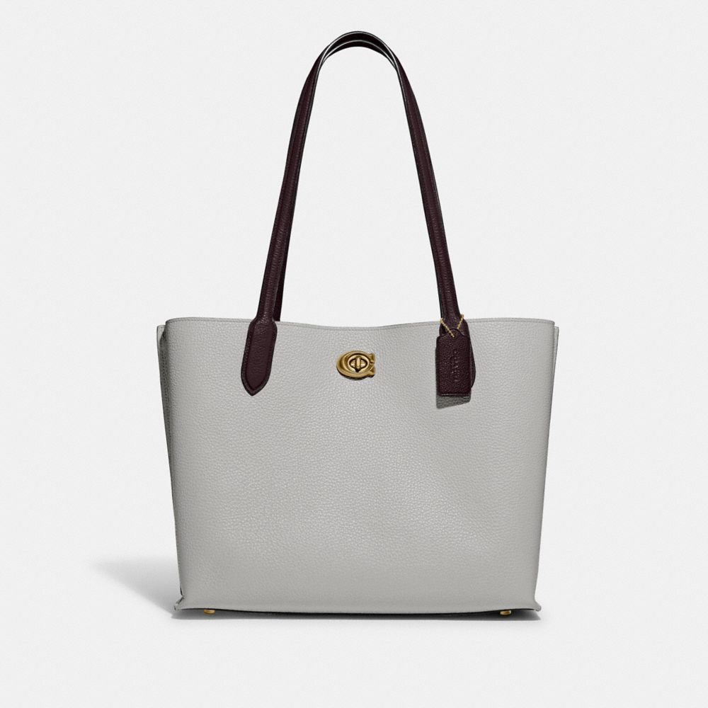 C0692 - Willow Tote In Colorblock With Signature Canvas Interior Pewter/Aqua Multi