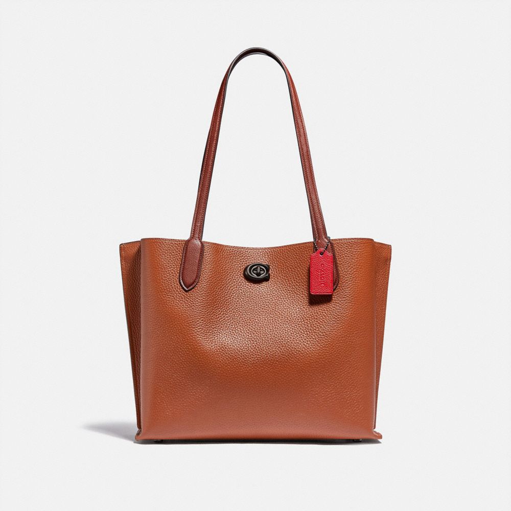Willow Tote In Colorblock With Signature Canvas Interior - C0692 - Pewter/1941 Saddle Multi
