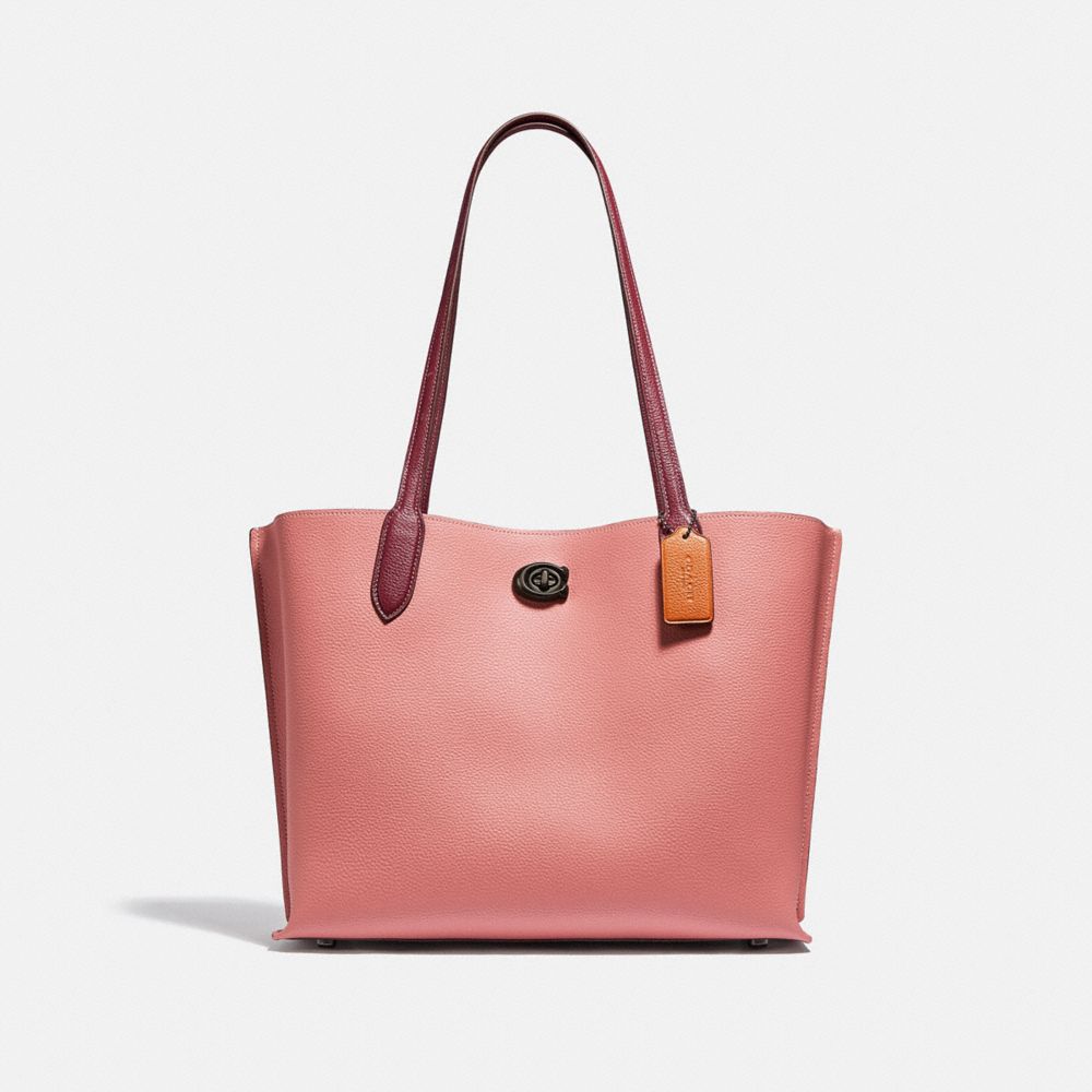 WILLOW TOTE IN COLORBLOCK WITH SIGNATURE CANVAS INTERIOR - V5/VINTAGE PINK MULTI - COACH C0692