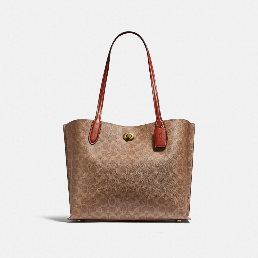 COACH C0693 Willow Tote In Signature Canvas BRASS/TAN/RUST