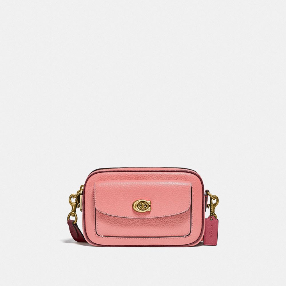 COACH C0695 - WILLOW CAMERA BAG IN COLORBLOCK - BRASS/CANDY PINK MULTI ...