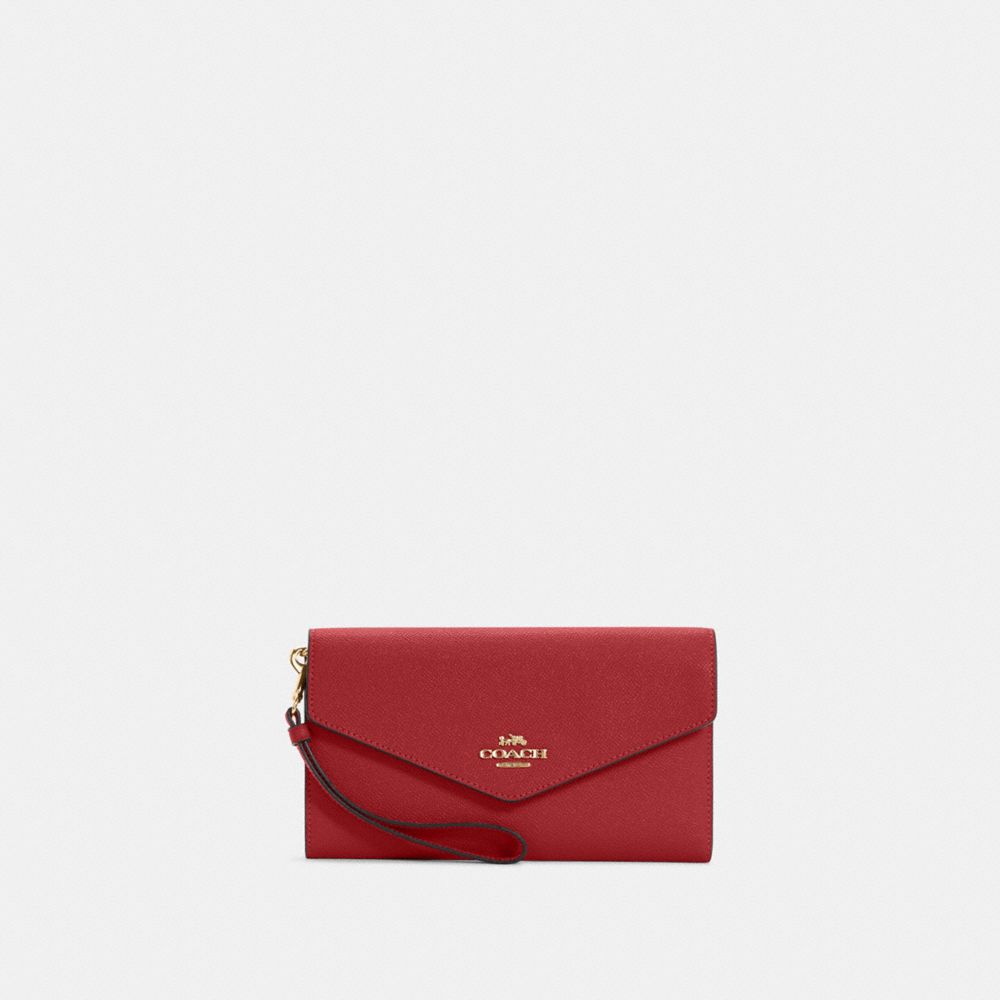 COACH C0707 Travel Envelope Wallet GOLD/1941 RED