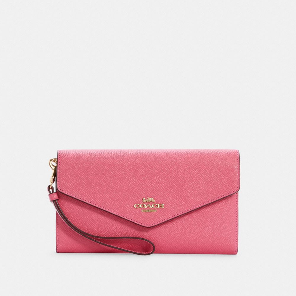 COACH TRAVEL ENVELOPE WALLET - IM/CONFETTI PINK - C0707