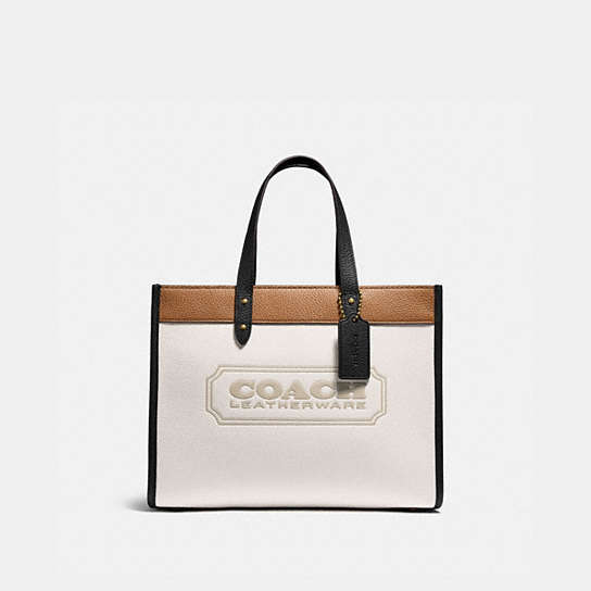 C0777 - Field Tote 30 In Colorblock With Coach Badge Brass/Chalk Multi