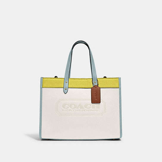 C0777 - Field Tote 30 In Colorblock With Coach Badge Brass/Chalk Multi